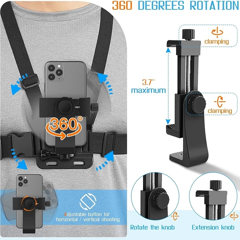 حزام تثبيت للهاتف على الصدر لآ - مراجعة Gopro Action Camera Hero 12 Black وسعره